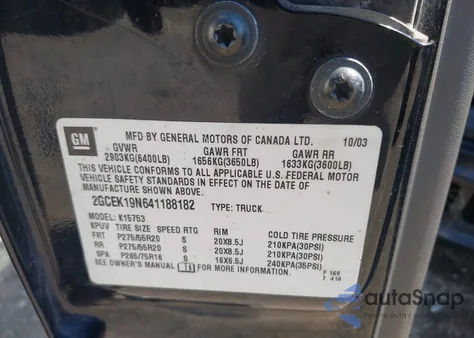 2004 Chevrolet Silverado 1500 Ss z USA, uszkodzony, nr VIN 2GCEK19N641188182